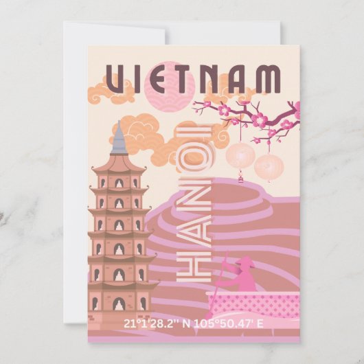 Vietnam Reizen Kunst, Retro Feestdagenkaart (Voorkant)