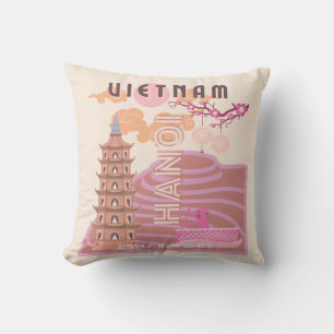 Vietnam Reizen Kunst, Retro Kussen