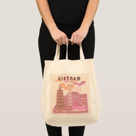 Vietnam Reizen Kunst, Retro Tote Bag (Voorkant (product))