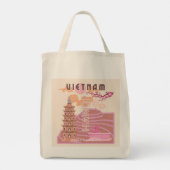 Vietnam Reizen Kunst, Retro Tote Bag (Achterkant)