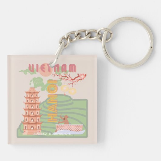 Vietnam Reizen Kunst,  Sleutelhanger (Achterkant)