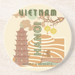 Vietnam Reizen Kunst,  Zandsteen Onderzetter