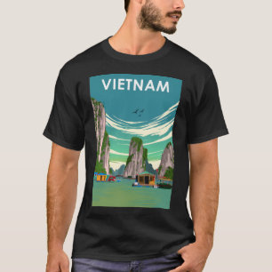 Vietnam Retro  Minimal Country Travel Poste T-shirt