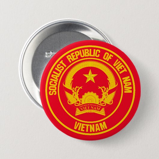 Vietnam Round Emblem Ronde Button 7,6 Cm (Voorkant /achterkant)