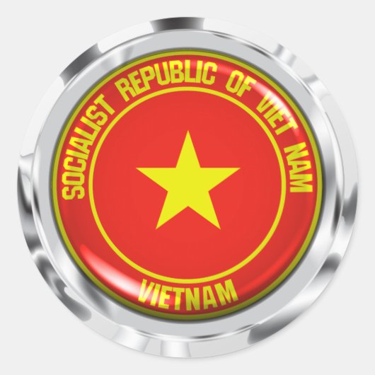 Vietnam Round Emblem Ronde Sticker (Voorkant)