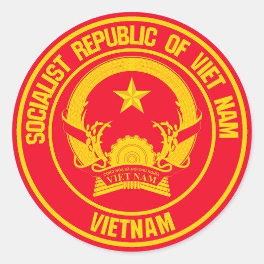 Vietnam Round Emblem Ronde Sticker (Voorkant)
