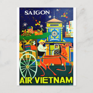 Vietnam, Saigon, Ho Chi Minh, stad, vintage reis Briefkaart