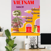 Vietnam, Saigon stad, vintage reis Poster (Thuiskantoor)