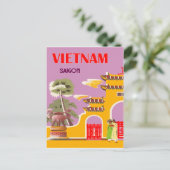 Vietnam, Saigon, vintage-reis Briefkaart (Staand voorkant)