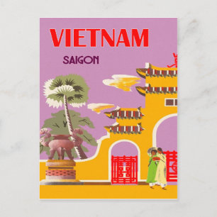 Vietnam, Saigon, vintage-reis Briefkaart