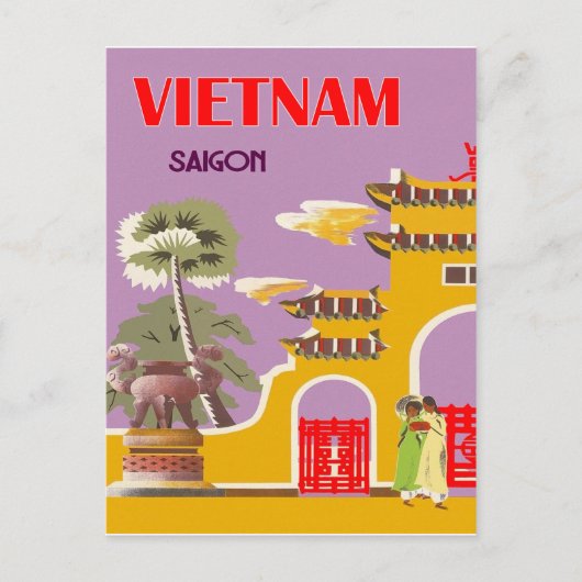 Vietnam, Saigon, vintage-reis Briefkaart (Voorkant)