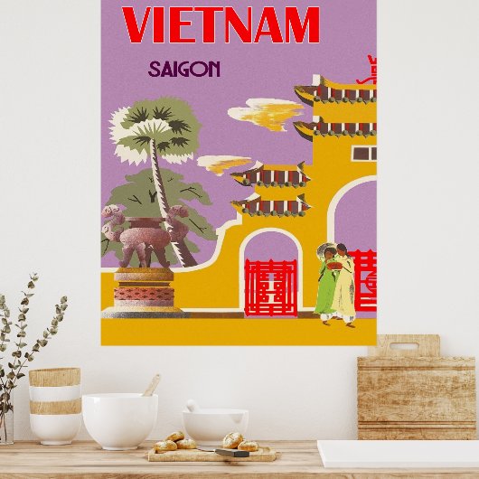 Vietnam, Saigon, vintage-reis Poster (Keuken)