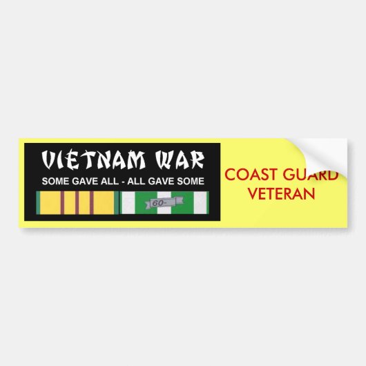 VIETNAM SERVICE RIBBONS - COAST GUARD VET BUMPERSTICKER (Voorkant)