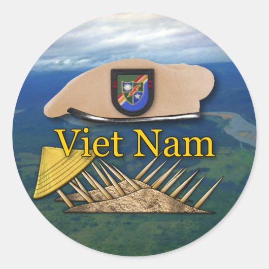 vietnam Sticker, veteraan van de landranger Ronde Sticker (Voorkant)