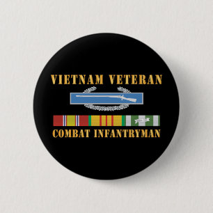 Vietnam Veteraan - CBT Infanterie man w CIB VN SVC Ronde Button 5,7 Cm