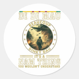 Vietnam Veteraan Di Mau, Vietnam War Memory, Mem Ronde Sticker
