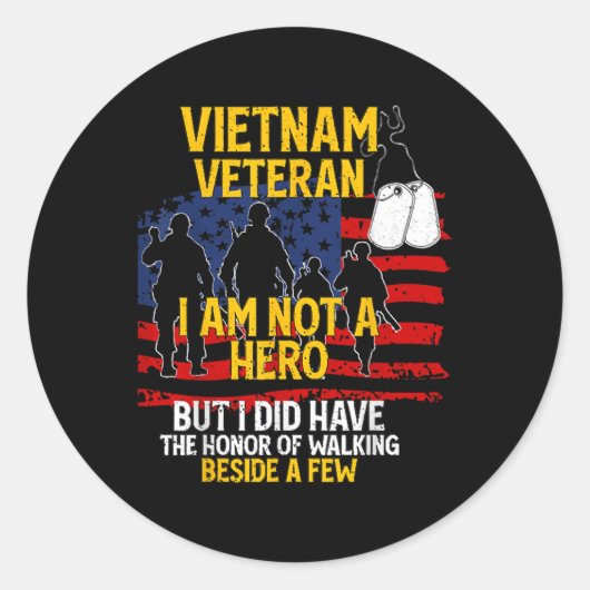 Vietnam veteraan, ik ben geen held, veteraan ronde sticker (Voorkant)