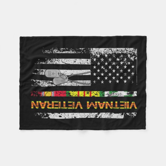 Vietnam Veteraan  Vlag Memorial Patriotic Fleece Deken (Voorkant (Horizontaal))
