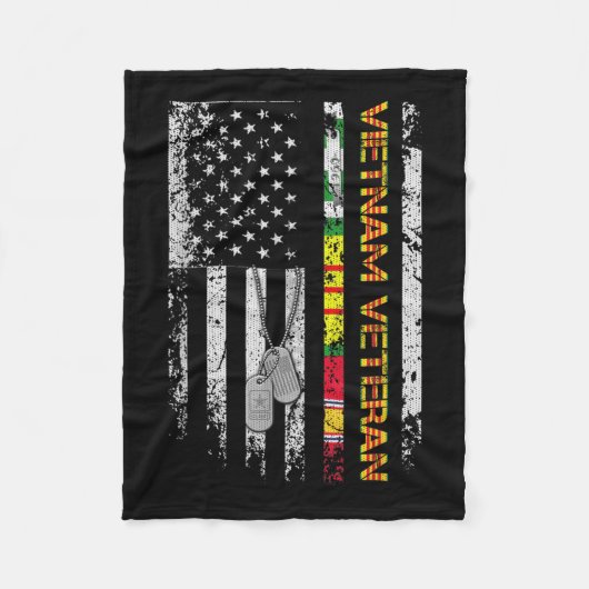 Vietnam Veteraan  Vlag Memorial Patriotic Fleece Deken (Voorkant)