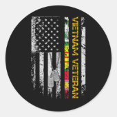 Vietnam Veteraan  Vlag Memorial Patriotic Ronde Sticker (Voorkant)