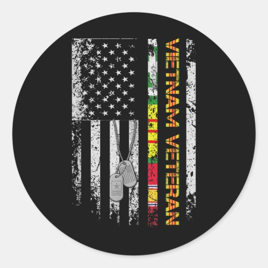 Vietnam Veteraan  Vlag Memorial Patriotic Ronde Sticker (Voorkant)