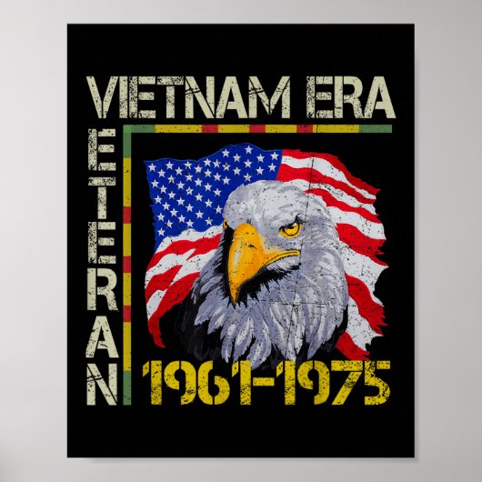 Vietnam Veteran Era 1961 1975 Memorial Flag Poster (Voorkant)