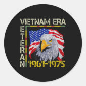 Vietnam Veteran Era 1961 1975 Memorial Flag Ronde Sticker (Voorkant)