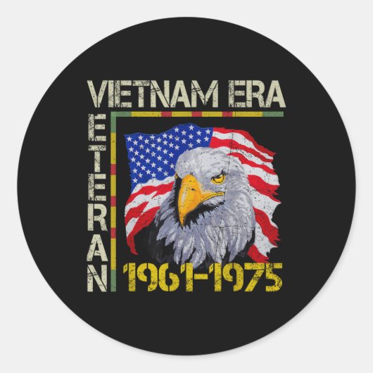 Vietnam Veteran Era 1961 1975 Memorial Flag Ronde Sticker (Voorkant)