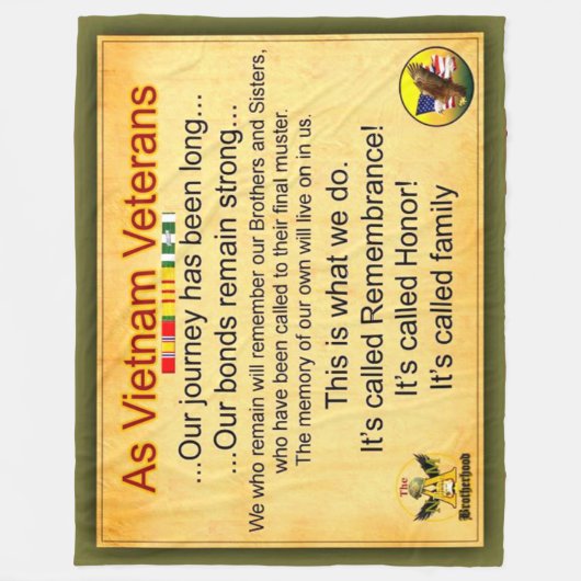 VIETNAM VETERAN FLEECE DEKEN (Voorkant)