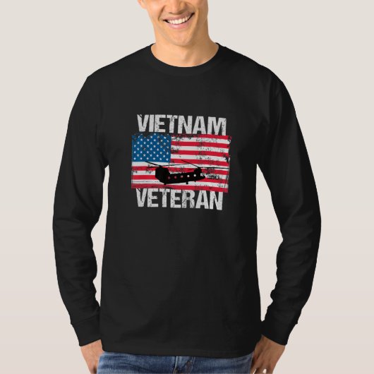 Vietnam Veteran Transport Helicopter  US Flag T-shirt (Voorkant)