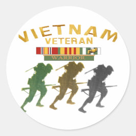 Vietnam Veteran Warrior kaarten, posters, papier i Ronde Sticker