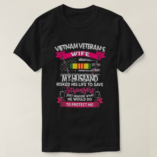 VIETNAM VETERAN WIFE PINK T-SHIRT (Design voorkant)