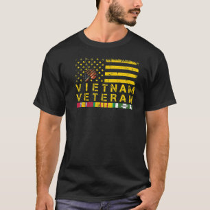 Vietnam Veteran Yellow Text Distance American Fl T-shirt