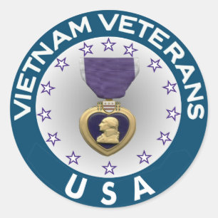 Vietnam Veteranen van de VS Paarse Hart Ronde Sticker