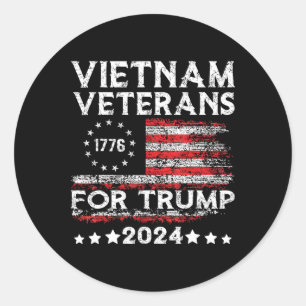 Vietnam-veteranen voor Trump 2025 Amerikaanse vlag Ronde Sticker
