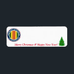 Vietnam Veterans of America Christmas Label #3<br><div class="desc">Vietnam Veterans of America Red "Vrolijk Kerstfeest en Gelukkig Nieuwjaar" met Kerstboom,  Return Address Label. Kijk ook eens naar mijn andere maillabels. :)</div>
