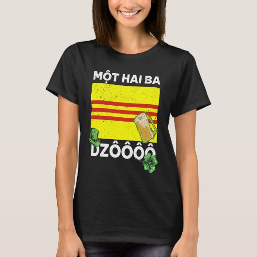 Vietnam Viet St Patricks Day Mot Hai Ba Dzo Cheers T-shirt (Voorkant)