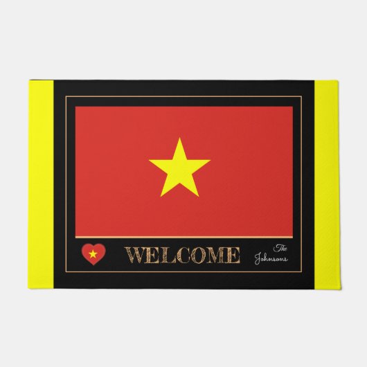 Vietnam & Vietnamese vlag huis mat/sport Welkom Deurmat (Voorkant)