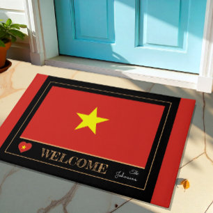 Vietnam & Vietnamese vlag huis mat/sport Welkom Deurmat