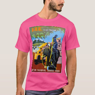 Vietnam Vintage Hue Toerisme Adverteren Print Bas T-shirt