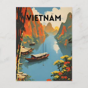 Vietnam Vintage Travel Poster Briefkaart