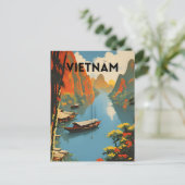 Vietnam Vintage Travel Poster Briefkaart (Staand voorkant)