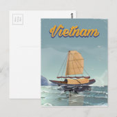 Vietnam vissersboot vintage reisposter briefkaart (Voorkant / Achterkant)