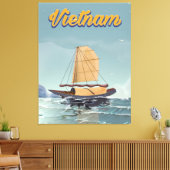 Vietnam vissersboot vintage reisposter canvas afdruk (Insitu (Woonkamer))