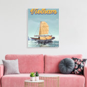 Vietnam vissersboot vintage reisposter canvas afdruk (Insitu (Woonkamer))