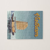 Vietnam vissersboot vintage reisposter legpuzzel (Horizontaal)