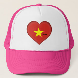 Vietnam vlag en hart, mode Vietnam/sportfans Trucker Pet