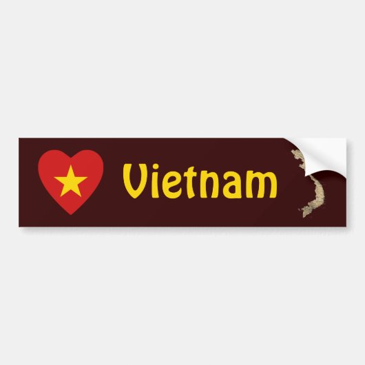 Vietnam Vlag hart + kaart Bumpersticker (Voorkant)