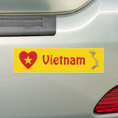 Vietnam Vlag hart + kaart Bumpersticker (Op auto)