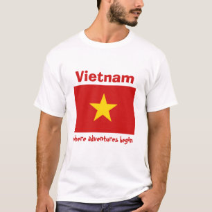 Vietnam vlag + kaart + tekst T-shirt